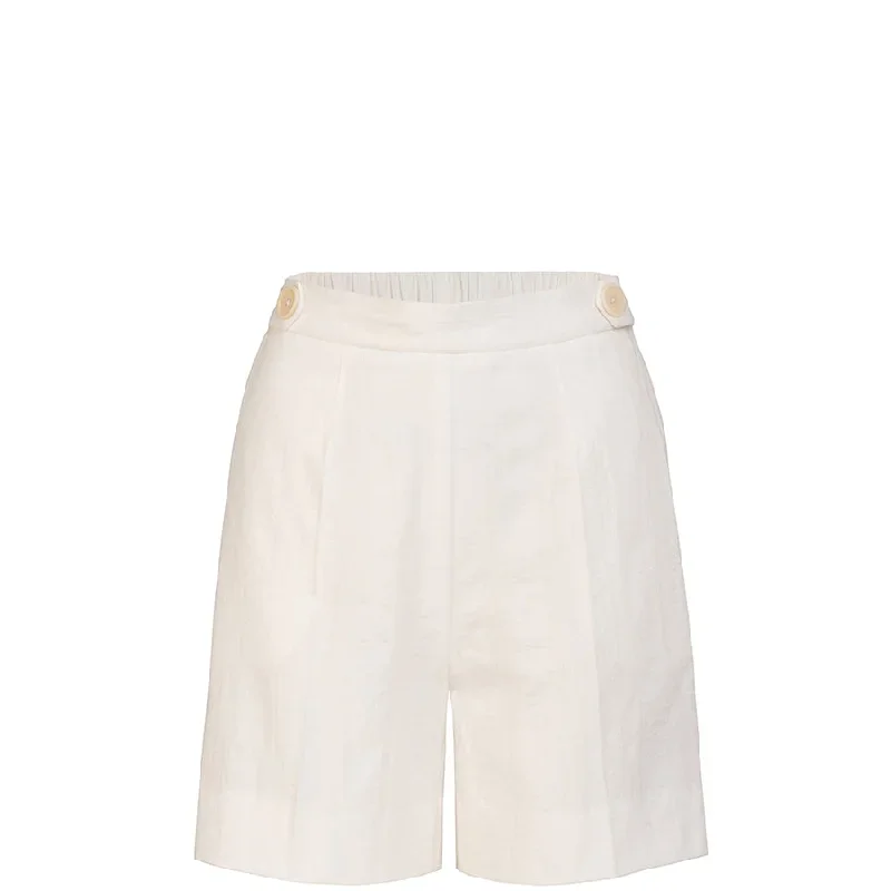 WAISTED TENCEL SHORTS IN WHITE