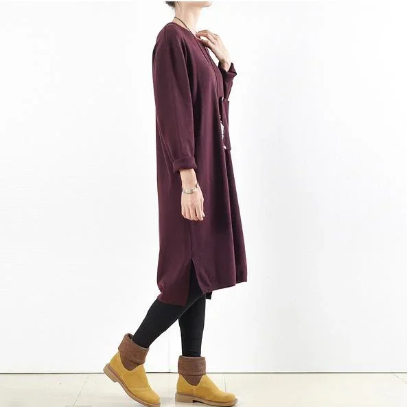 2017-fall-burgundy-casual-cotton-sweaters-dresses-plus-size-stylish-slim-mid-knit-dress