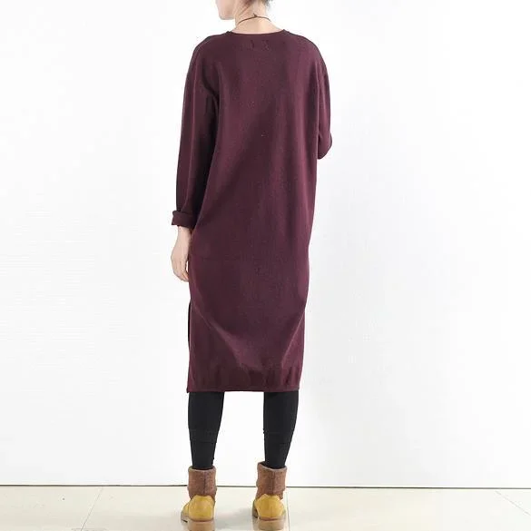 2017-fall-burgundy-casual-cotton-sweaters-dresses-plus-size-stylish-slim-mid-knit-dress