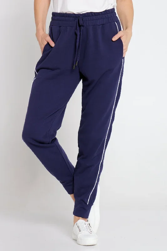 Addie Mid-High Rise Tapered Cuff Hem Jogger - Blue