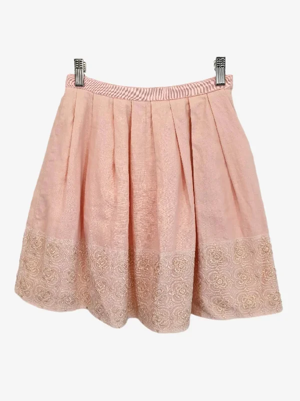 Alannah Hill Blush Lace Pleated Midi Skirt Size 6