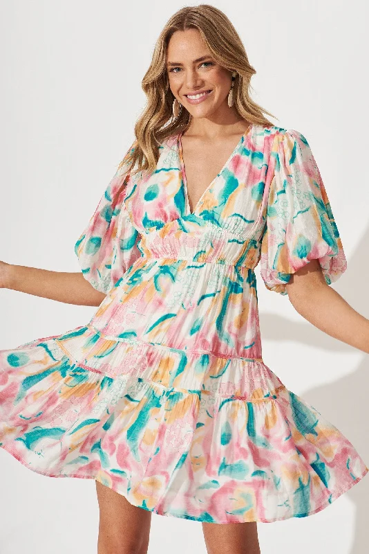 amarusso-dress-in-pink-with-multi-watercolour-floral-print