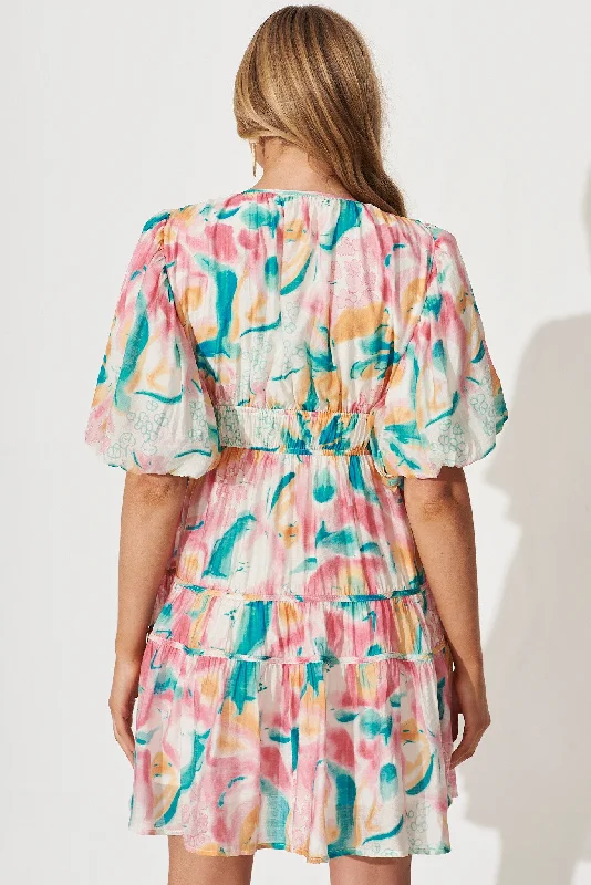 amarusso-dress-in-pink-with-multi-watercolour-floral-print