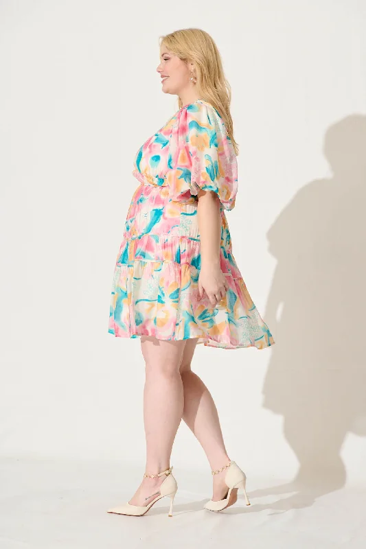 amarusso-dress-in-pink-with-multi-watercolour-floral-print