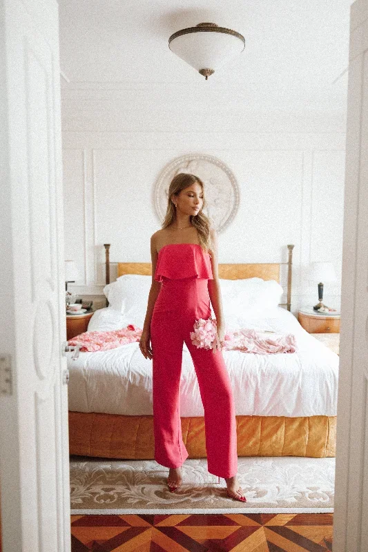 Annabella Strapless Jumpsuit - Hot Pink