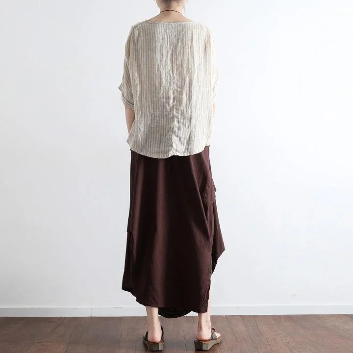 autumn-new-brown-vintage-linen-maxi-skirts-plus-size-wrinkled-casual-skirts