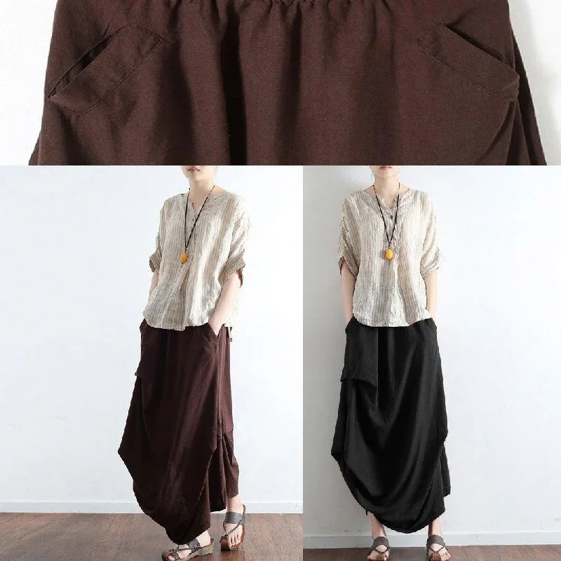 autumn-new-brown-vintage-linen-maxi-skirts-plus-size-wrinkled-casual-skirts