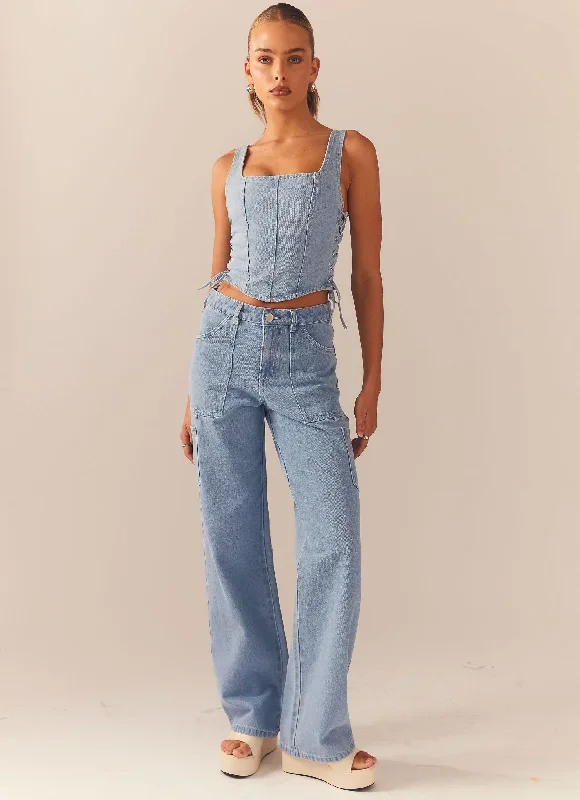 Backstage Pass Denim Lowrise Pants - Subdued Blue