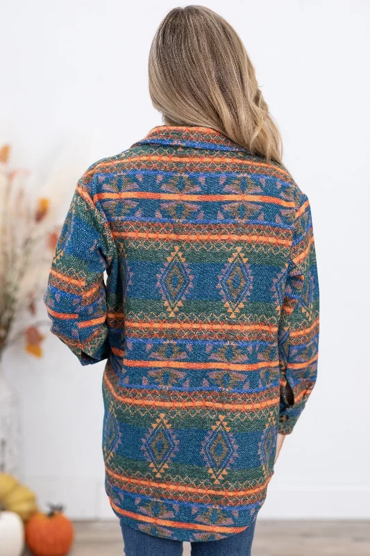 blue-and-neon-orange-aztec-print-shacket