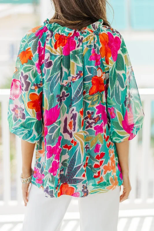 boldly-you-teal-green-floral-blouse