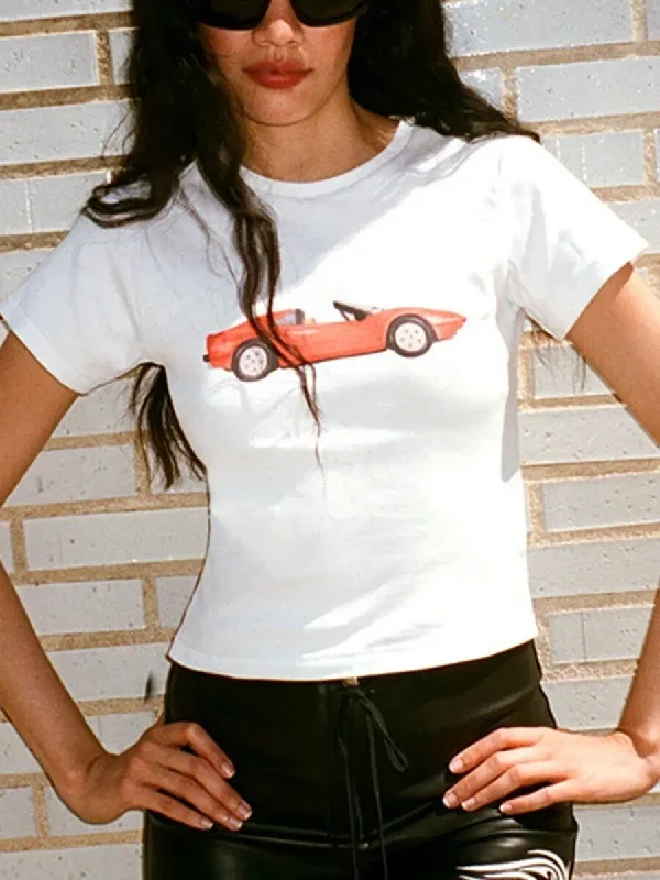 Car Pattern Print Summer Tee