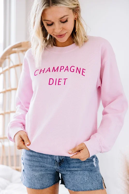 Champagne Diet Light Pink Graphic Sweatshirt