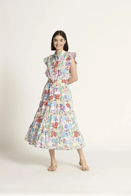 RO'S GARDEN - Ernestina Fantasia Multi Floral Cotton Dress