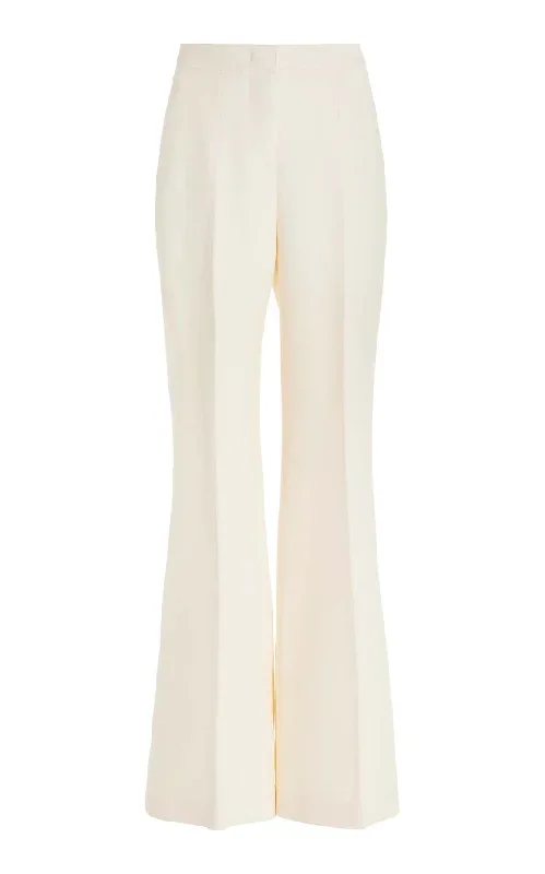 Ennio Pant in Ivory Wool Silk Cady