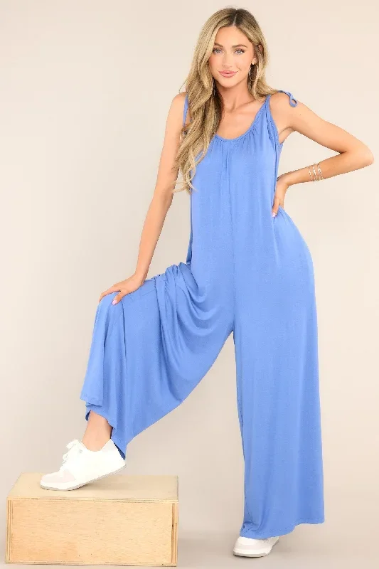 Eyes On The Future Dusty Blue Jumpsuit