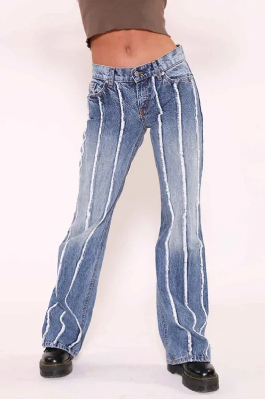 Fringed Straight Leg Bootcut Jeans