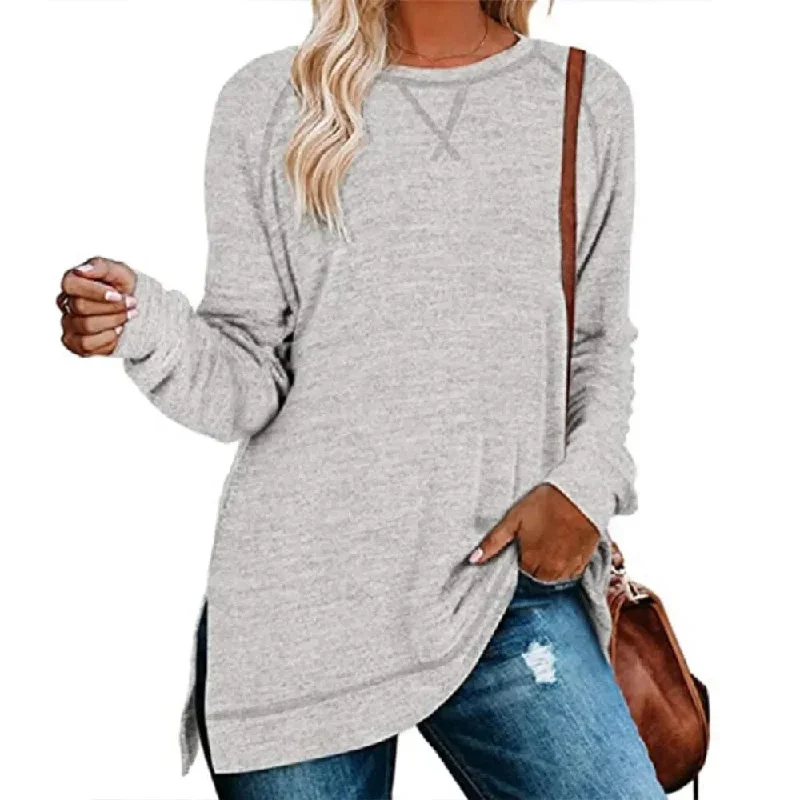 Elegant Front Split Long Sleeve Tee