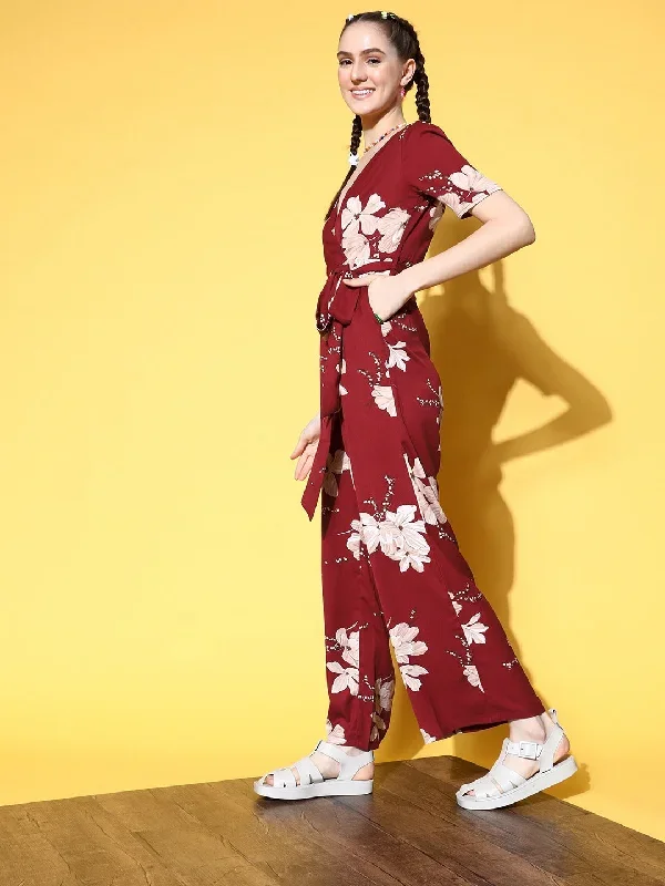 jp1700mr-berrylush-women-maroon-white-floral-printed-v-neck-waist-tie-up-polyester-basic-jumpsuit