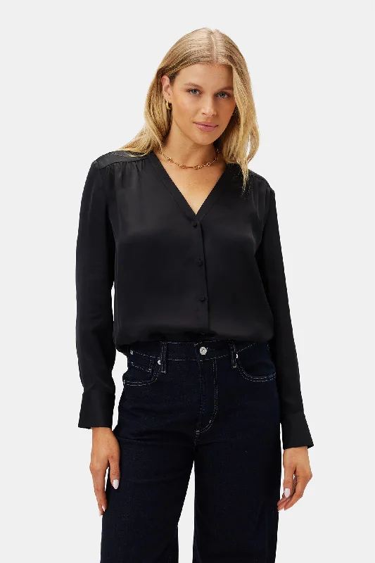 Kali Button Front Blouse - Black