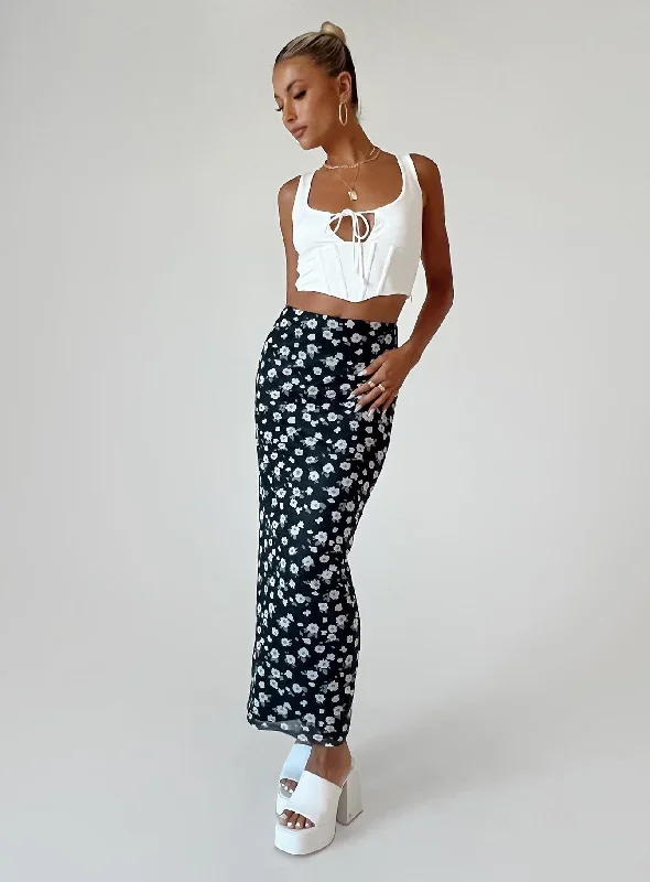 Knox Maxi Skirt Black Floral