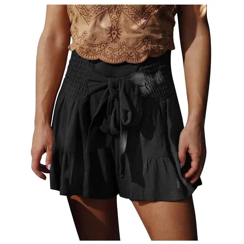 Large Solid Color Ruffle Shorts