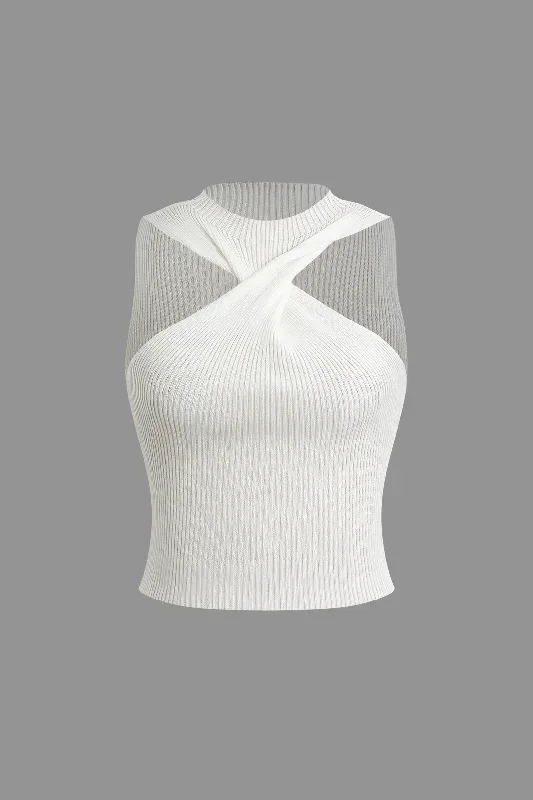 Twist Knit Crop Tank Top