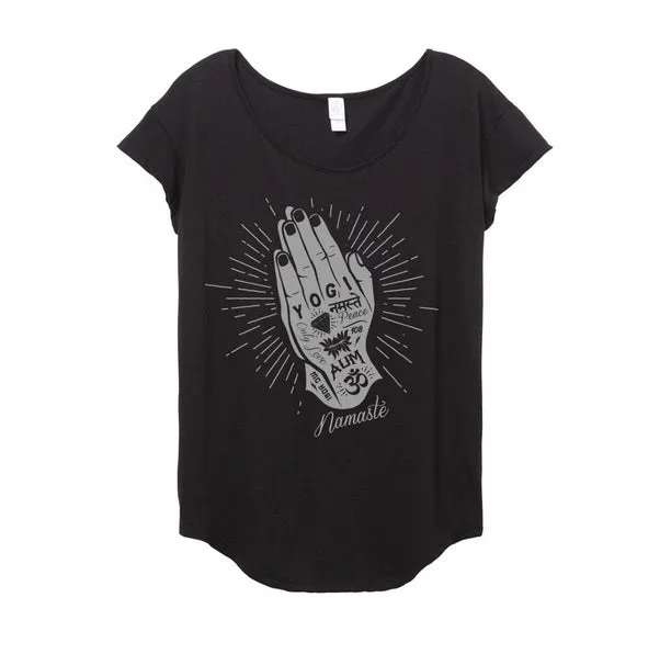 Namaste Hands Ladies Black Tee