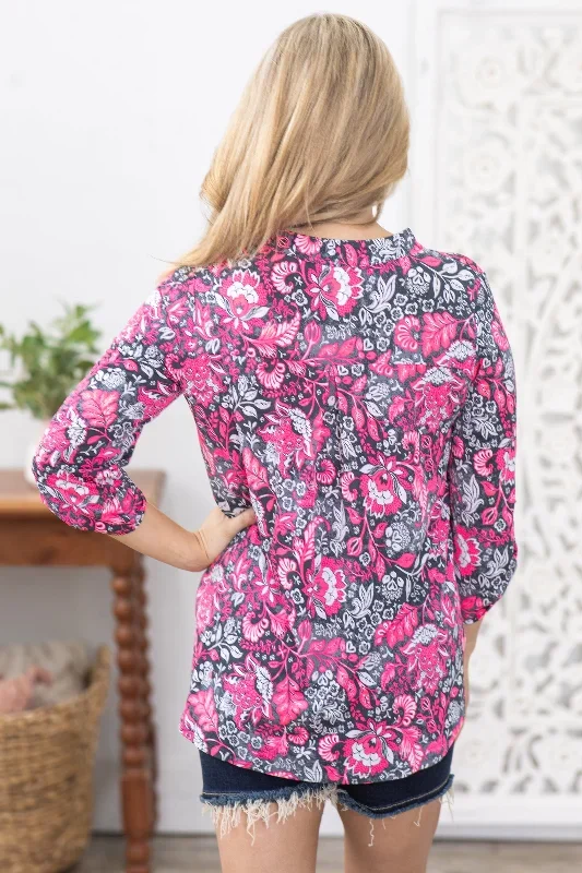 neon-pink-floral-wrinkle-free-lizzy-top