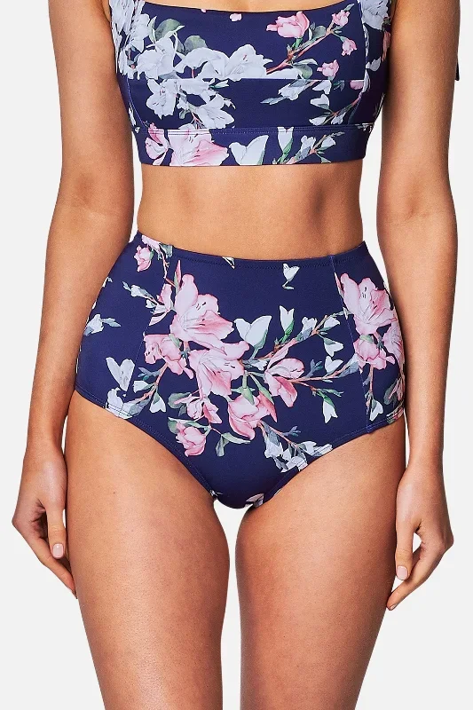 Never Say Never High-Waisted Bikini Bottom BAUHINIA NAVY