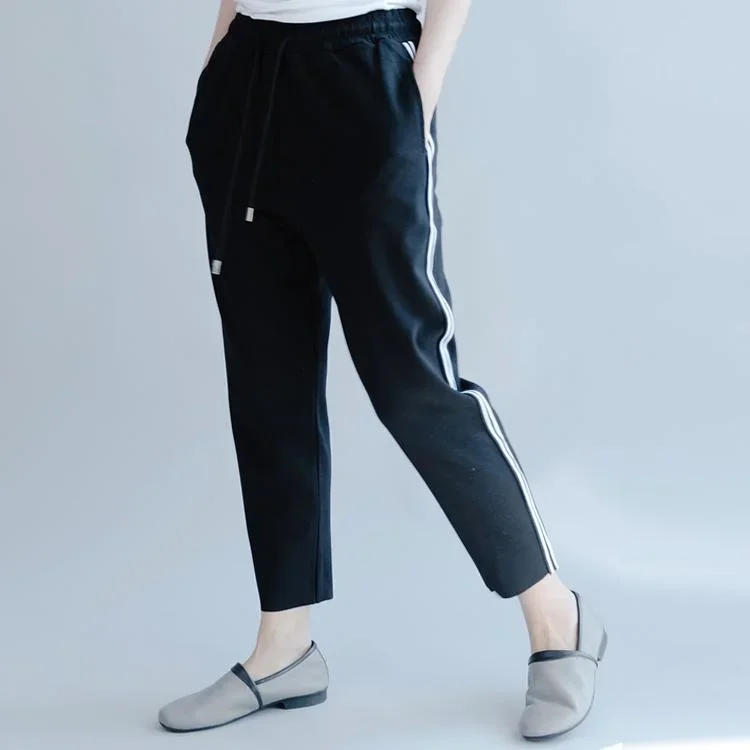 new summer casual pants knitting cotton elastic waist trousers