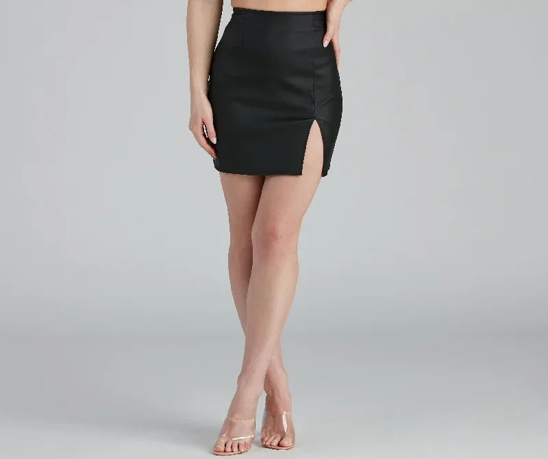 Quarter To Five Coated Mini Skirt