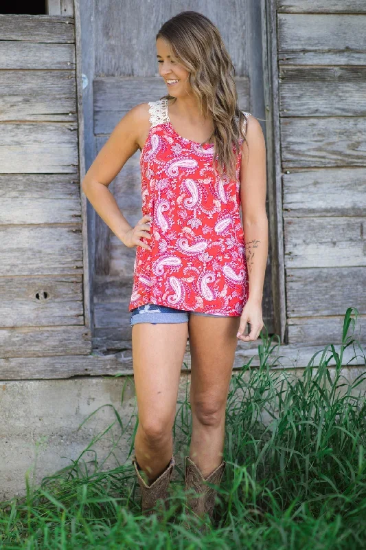 red-multicolor-paisley-crochet-strap-tank