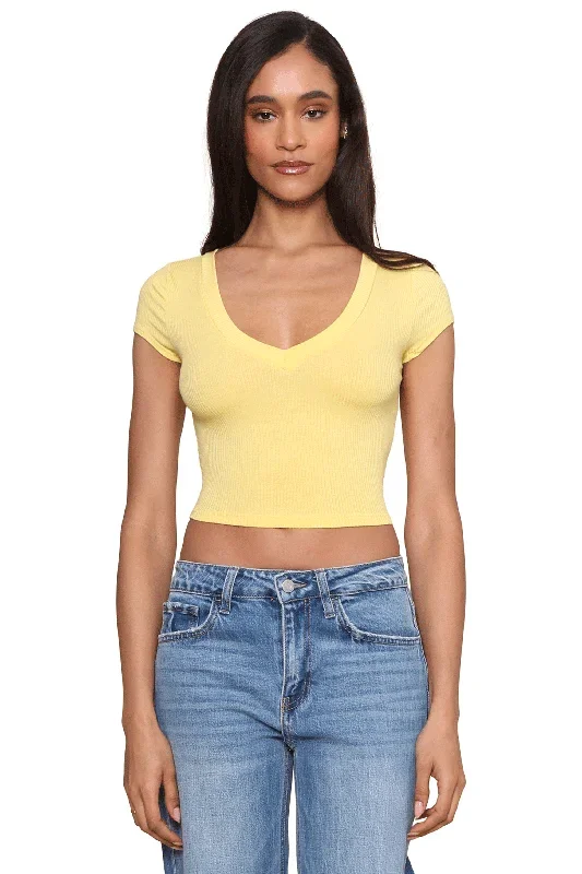 Ribbed V Neck Cropped Tee