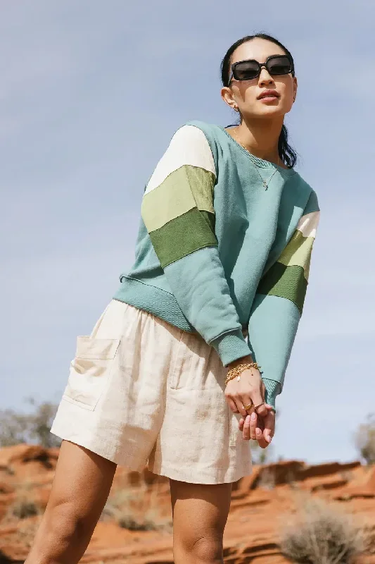 Ronnie Colorblock Sweatshirt in Teal