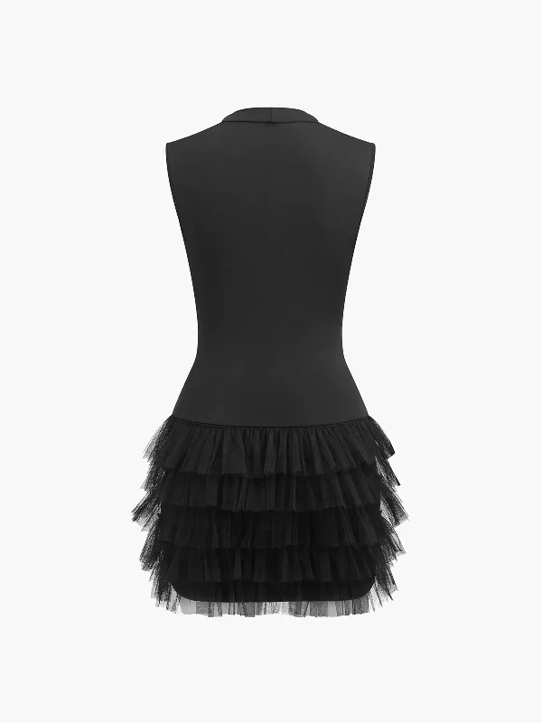 ruffle-mock-neck-slim-layered-dress