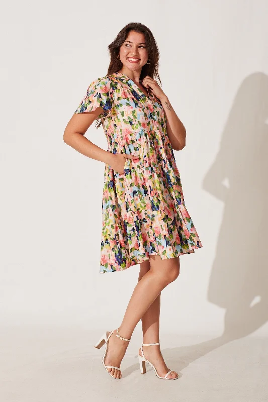 saldana-smock-dress-in-pink-with-multi-watercolour-floral-cotton