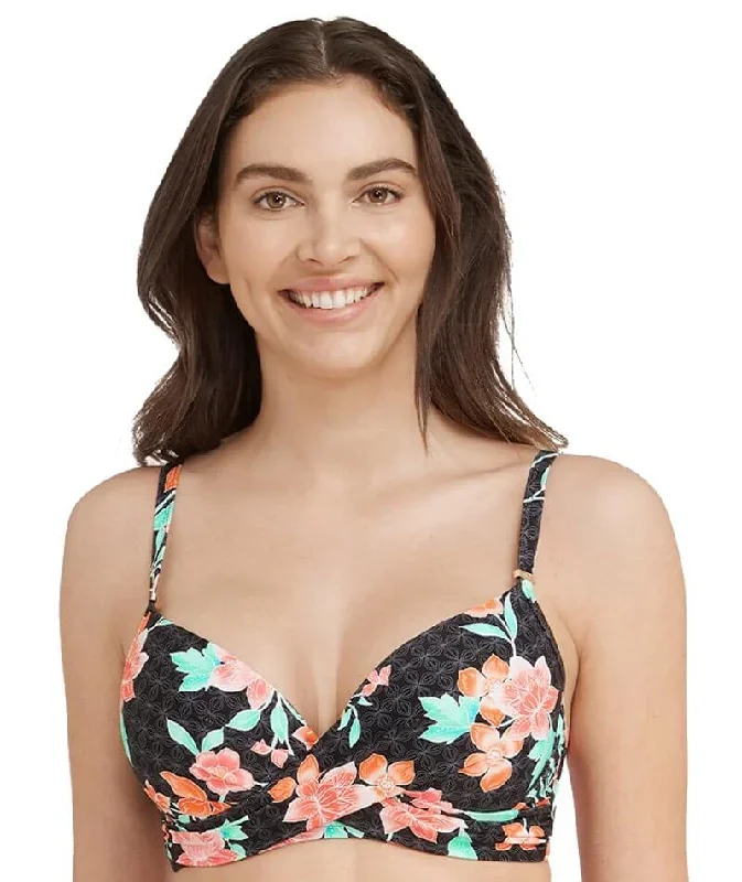 Sea Level Mauritius Cross Front Moulded Underwire D-DD Cup Bikini Top - Black