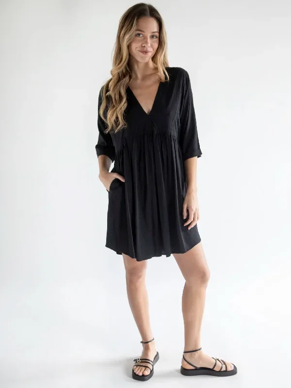 Stella V-Neck Dress - Black