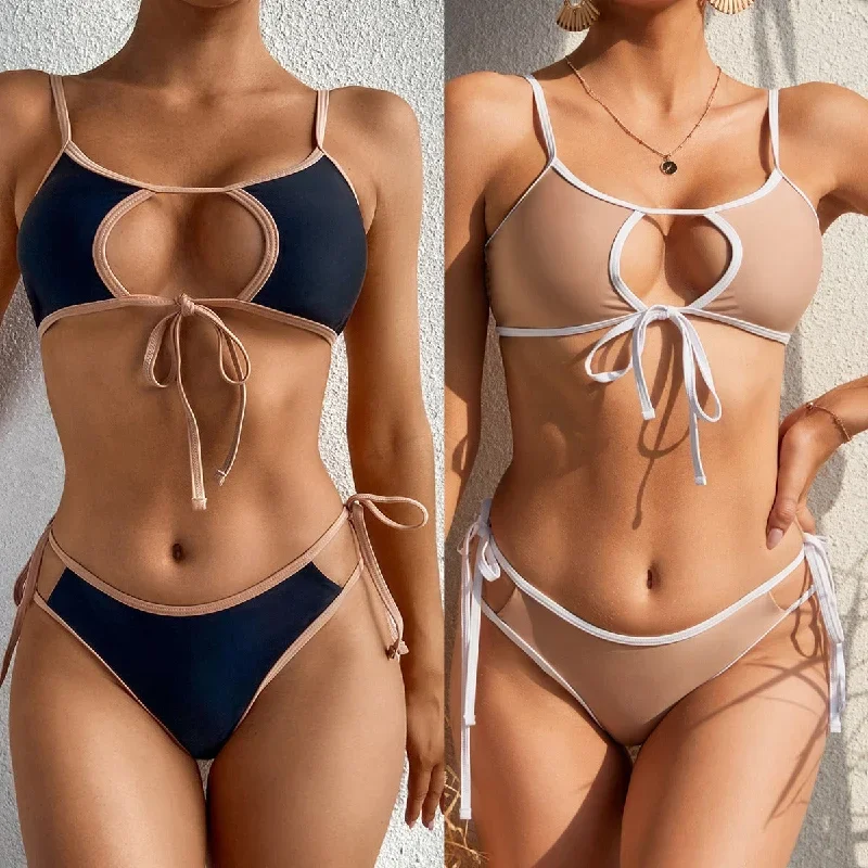 Strap Stitching Women's Swimsuit Bikini YW28  2 Colors