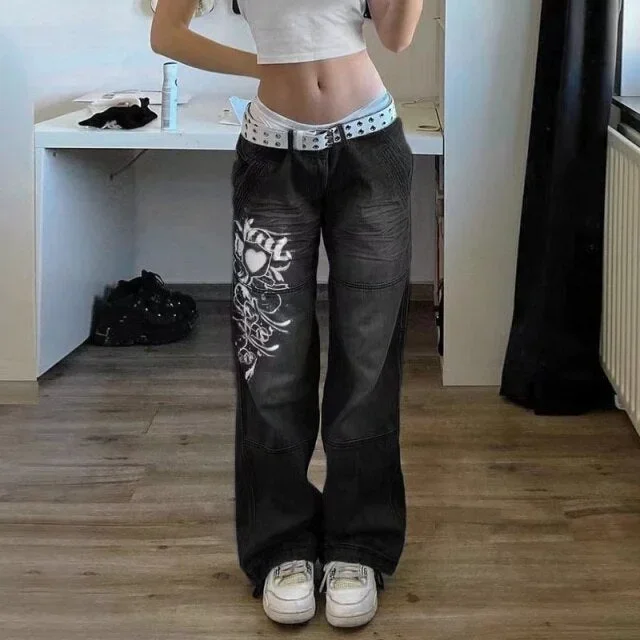 street-gothic-jeans-women-y2k-print-autumn-low-waist-long-trousers-casual-denim-pants-simple-female-buttons-bottoms