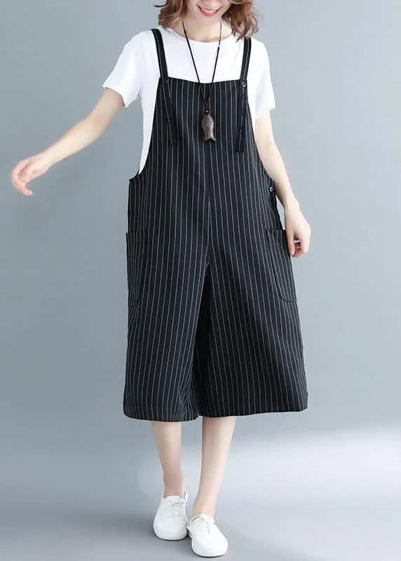 Stylish Black Striped Wide Leg Summer Jumpsuit