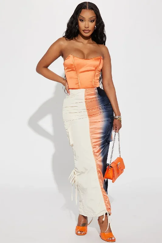 Sunset Lover Ombre Nylon Maxi Skirt - Ivory/combo