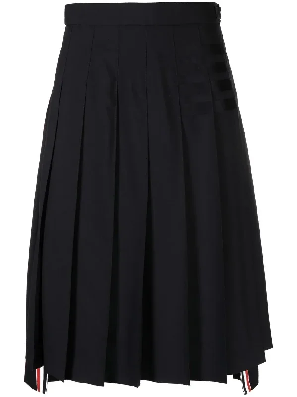 Wool Plain Weave Pleated 4-Bar Skirt