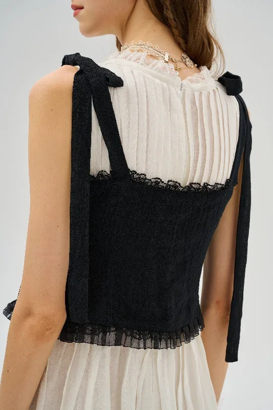 tie-front-linen-top-black-corset-vest-linen-top-cropped-vest-short-waistcoat-formal-vest-ladies-vest-linennaive