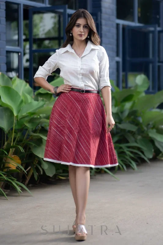 trendy-red-skirt-cotton-white-shirt-optional