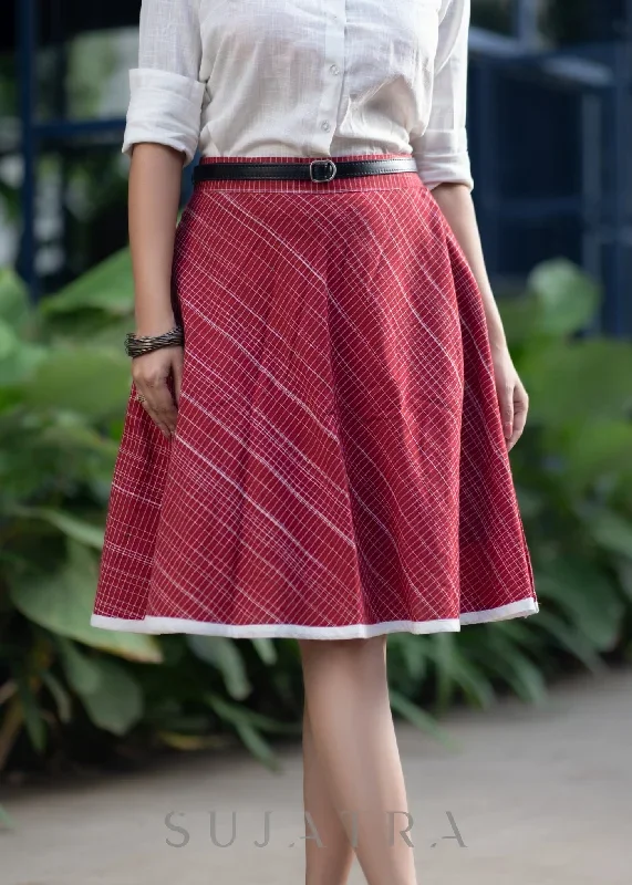 trendy-red-skirt-cotton-white-shirt-optional