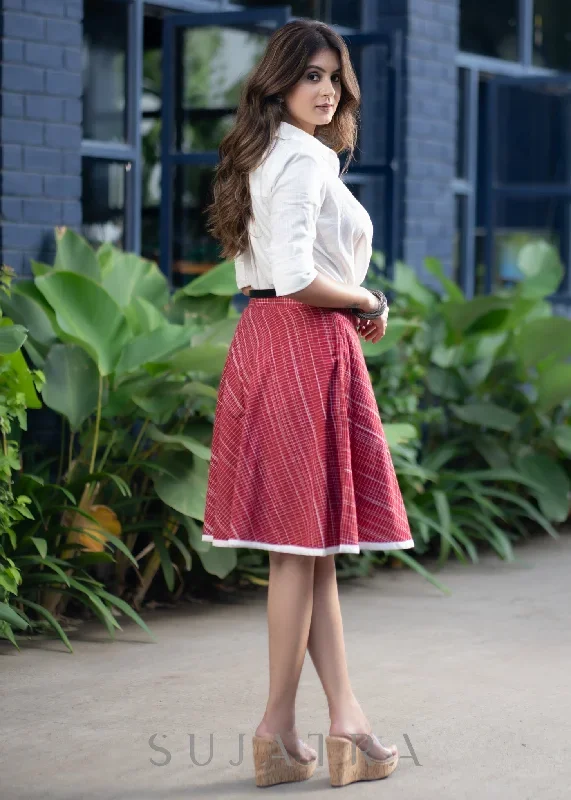 trendy-red-skirt-cotton-white-shirt-optional