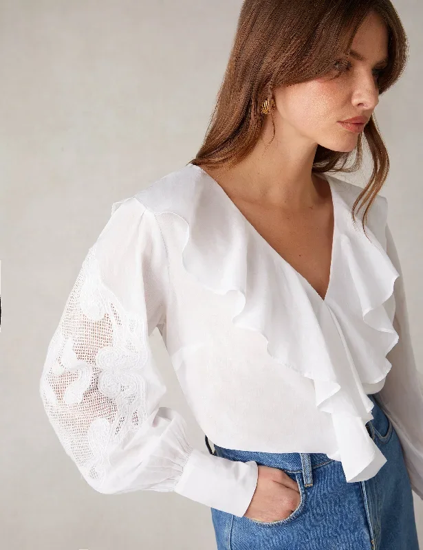 white-embroidery-mesh-sleeve-blouse