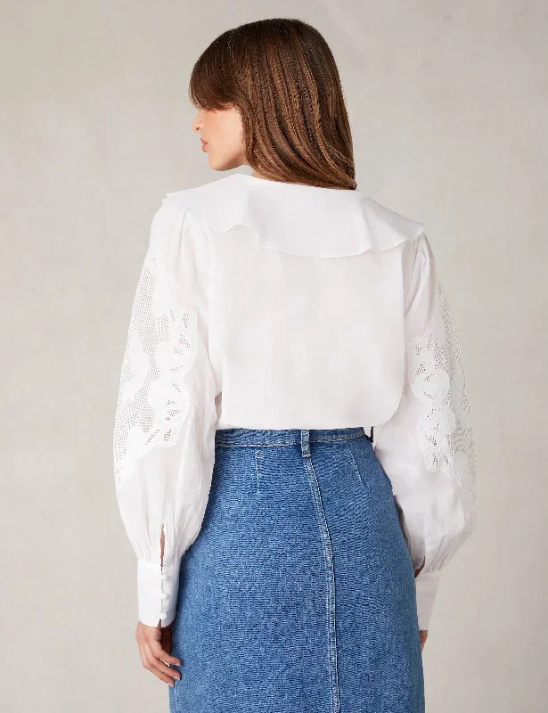 white-embroidery-mesh-sleeve-blouse