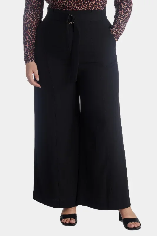 Wide Leg Belted Moss Crepe Pant